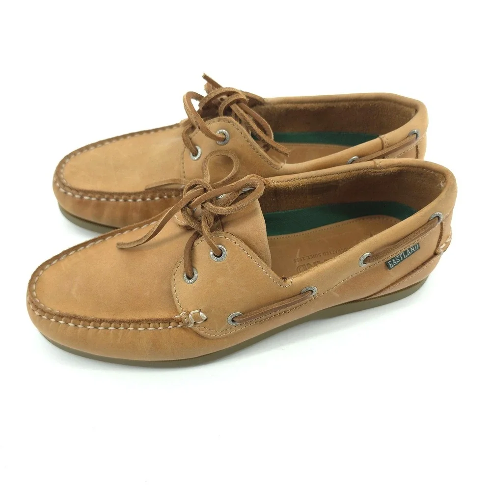 Eastland Mens Sea Dog Boat Shoe Leather Peanut Tan Size 9 Handcrafted Classic